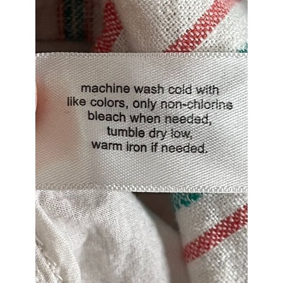 Lane Bryant Coastal Linen Top 18 Red Stripe Boho Retro Euro Summer Preppy Relax - Picture 8 of 14